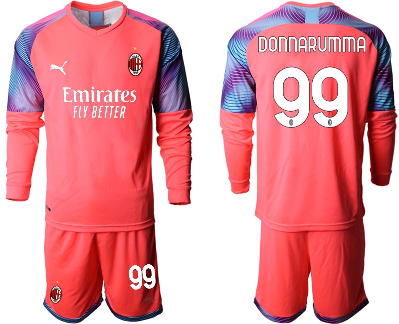 Men 2020-2021 club AC Milan pink goalkeeper long sleeve #99 Soccer Jerseys